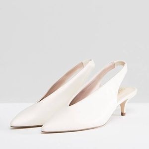 Office Miranda White Sling Back Kitten Heeled Shoes